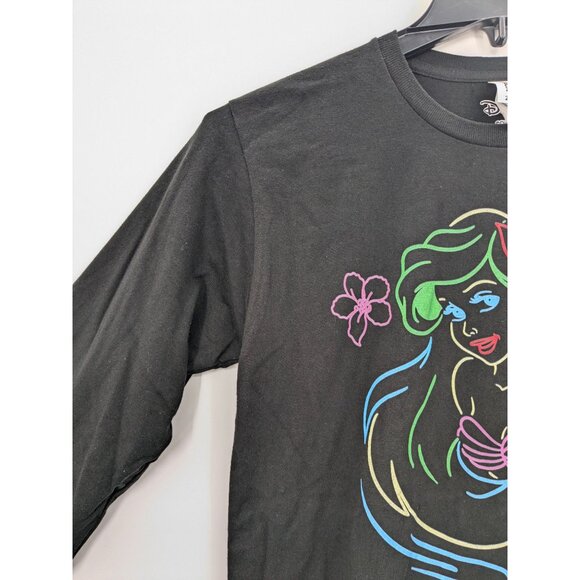 The Little Mermaid T Shirt Adult Size S Disney Neon Graphic Print Retro Princess - Picture 5 of 6